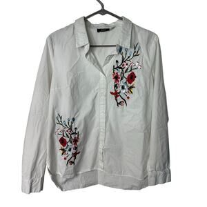 BDG Large Button Down Floral Embroidered Shirt